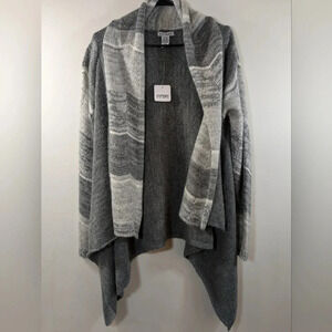 Sisters, women's wool blend knit open front cardigan gray NWT , size M/L
